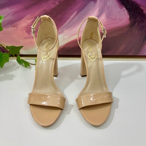 SAM EDELMAN Yaro Block Heel Sandal in Beige Size 9 - Picture 4 of 12